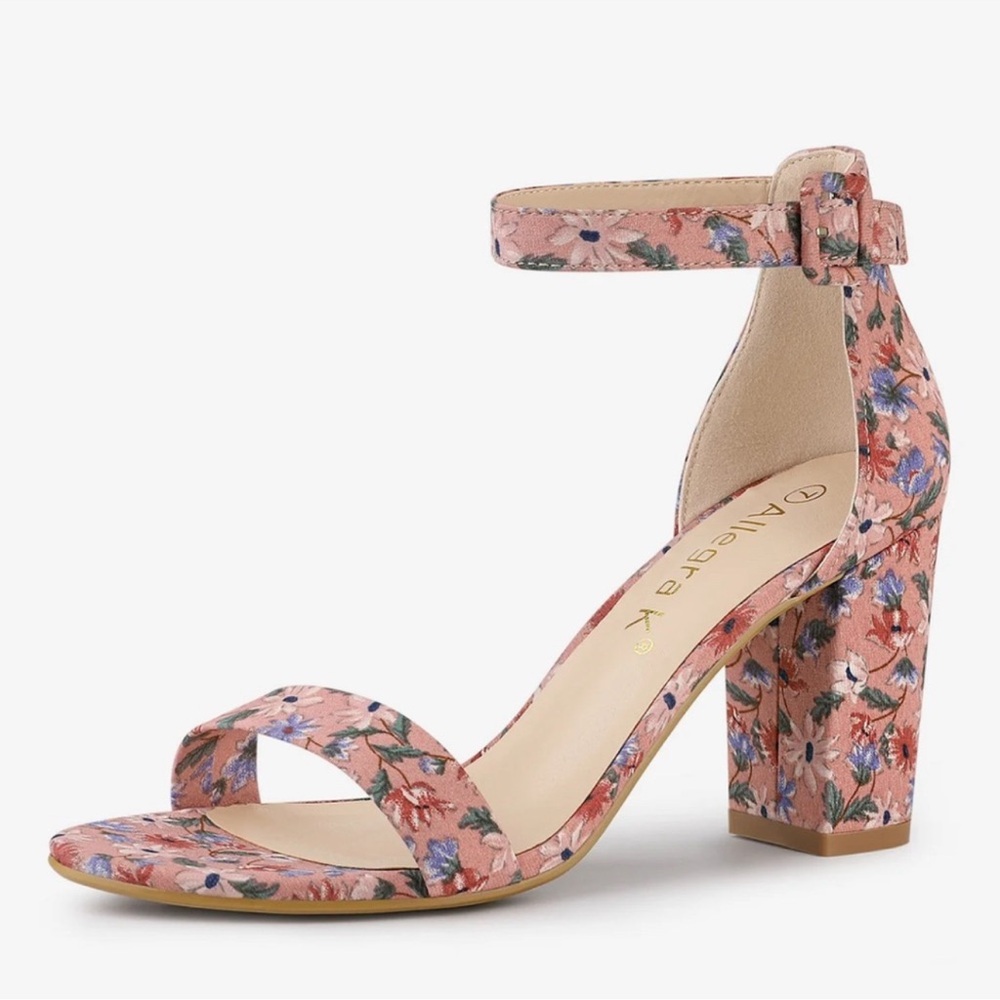 Allegra K Pink Floral Heels - Picture 5 of 5